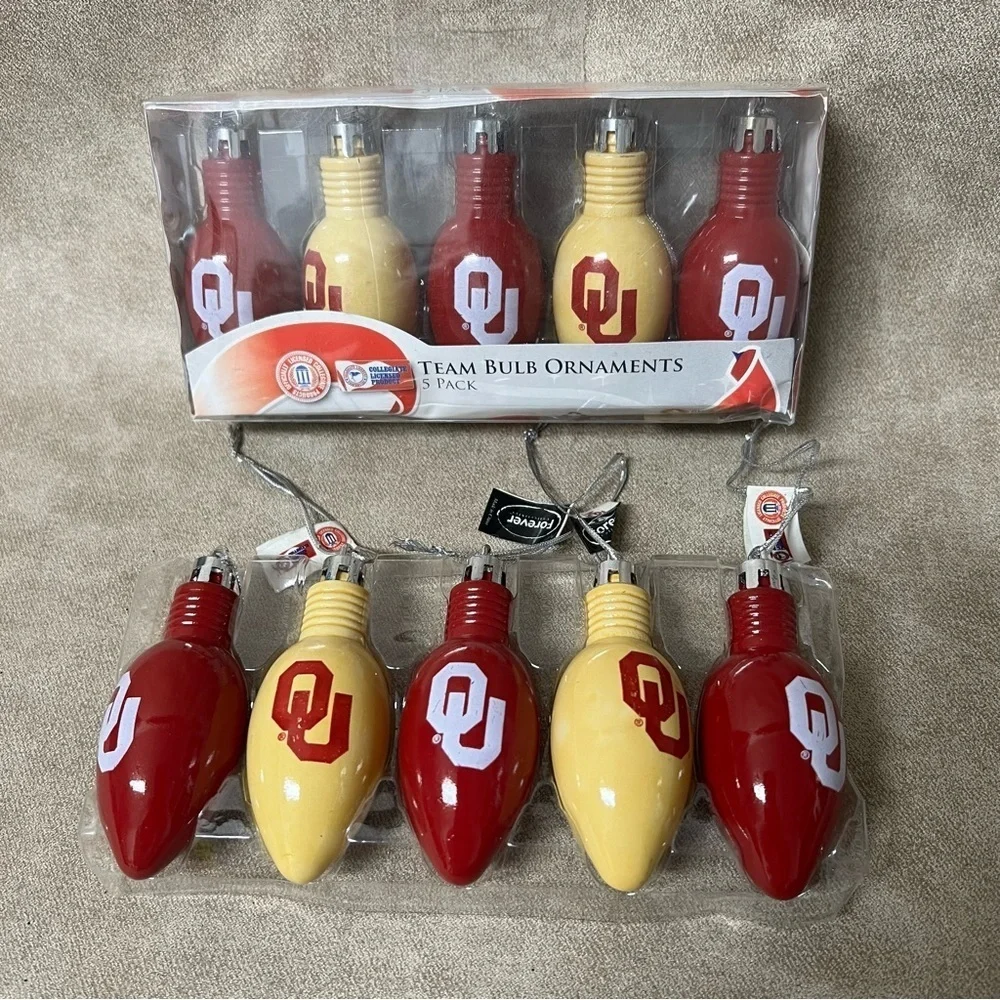 OU Team Bulb Ornaments 10pc